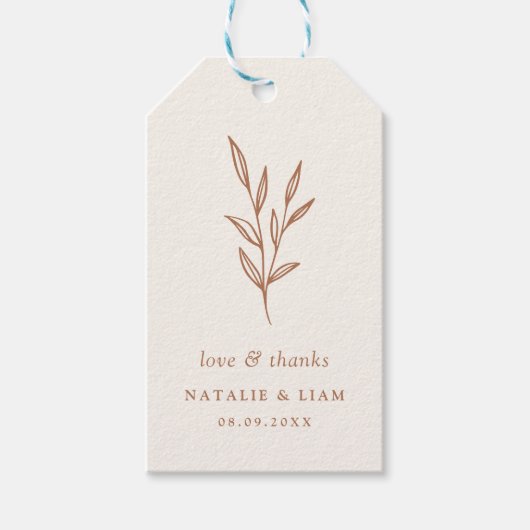 Étiquettes-cadeau Balises Cadeaux Mariage simple Burnt Botanique (Devant)
