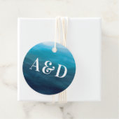 Étiquettes Cadeau Balises Cadeaux mariages, Blue Ocean Waves Aquarel (En situation)