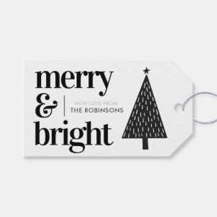 Étiquettes-cadeau Balises cadeaux Merry & Bright Black and White