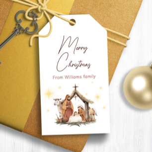 Étiquettes-cadeau Balises cadeaux Noël Nativité Scene