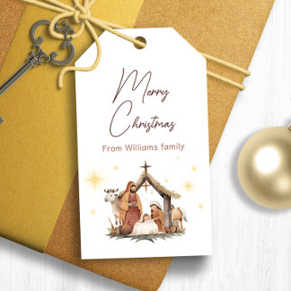 Étiquettes-cadeau Balises cadeaux Noël Nativité Scene