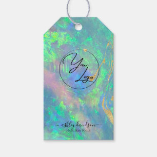 Étiquettes-cadeau Balises cadeaux Opal Bleu   Logo Balises de chaîne