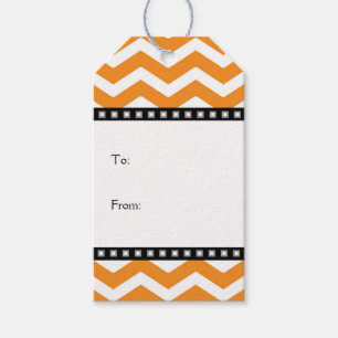 Étiquettes-cadeau Balises cadeaux Orange White Black Chevron