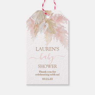 Étiquettes-cadeau Balises cadeaux Pampas Grass baby shower rose