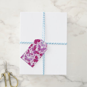 Étiquettes-cadeau Balises-cadeaux Papillon Aquarelle rose