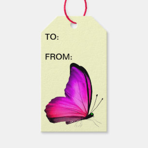 Étiquettes-cadeau Balises cadeaux Papillon rose