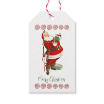 Balises Cadeaux personnalisés vintage Santa Claus