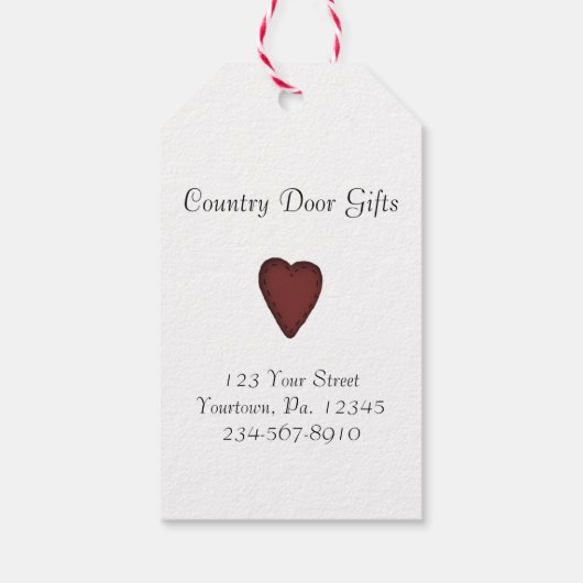 Étiquettes-cadeau Balises Cadeaux Primitive Heart (Dos)