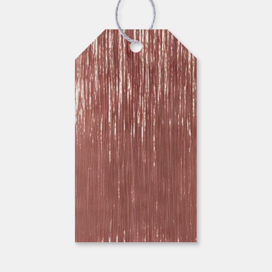 Étiquettes-cadeau Balises cadeaux rose Gold White Glam Tinsel Stripe (Dos)