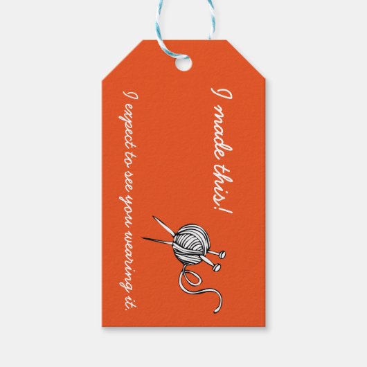 Étiquettes-cadeau Balises cadeaux tricots avec instructions de soins (Devant)