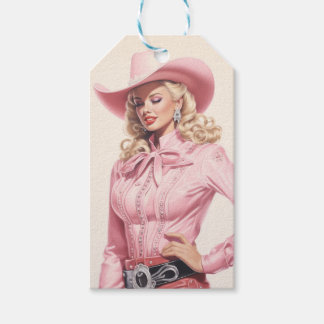 Étiquettes-cadeau Balises cadeaux vintage Cowgirl Pinup