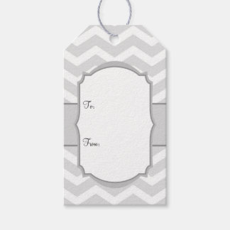 Étiquettes-cadeau Balises cadeaux White Grey Chevron