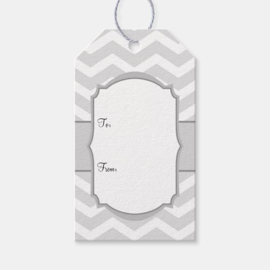 Étiquettes-cadeau Balises cadeaux White Grey Chevron (Devant)