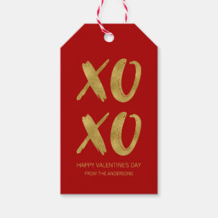Étiquettes-cadeau Balises cadeaux XOXO Valentine Brossé Gold Foil
