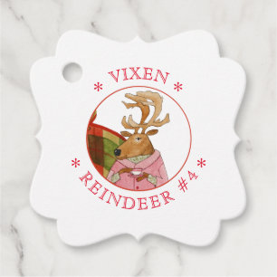 Étiquettes Cadeau Balises Carré Fancy Favor/Cadeau VIXEN REINDEER