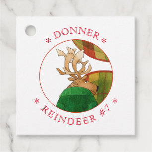 Étiquettes Cadeau Balises Carré Faveur/Cadeau DONNER REINDEER