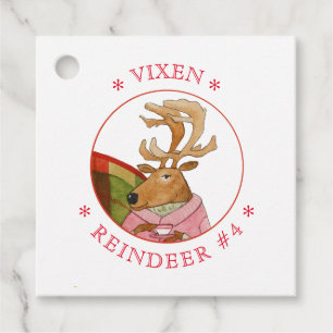 Étiquettes Cadeau Balises Carré Faveur/Cadeau VIXEN REINDEER
