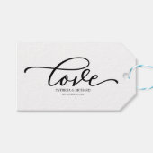 Étiquettes-cadeau Balises Chic Black Script Love Favour (Devant (Horizontal))