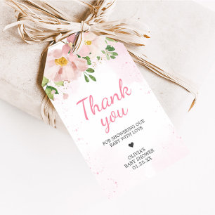Étiquettes-cadeau Balises de Baby shower de printemps rose pâle Favo