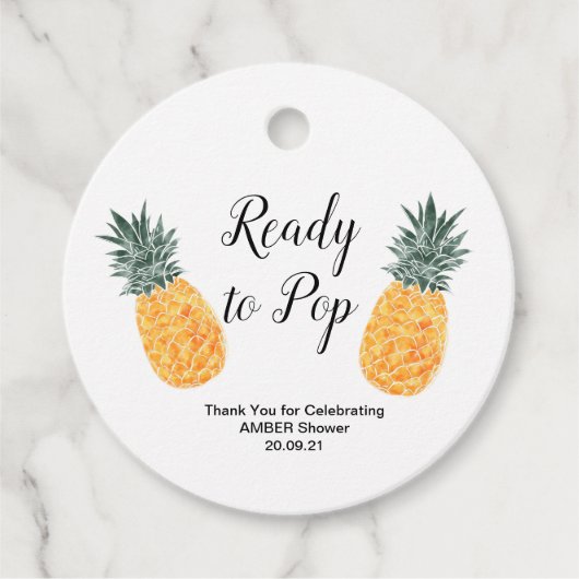 Étiquettes Cadeau Balises de Baby shower du thème ananas (Devant)