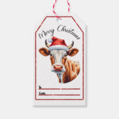 Étiquettes-cadeau Balises de chapeau de Noël de vache joyeuse (Devant)