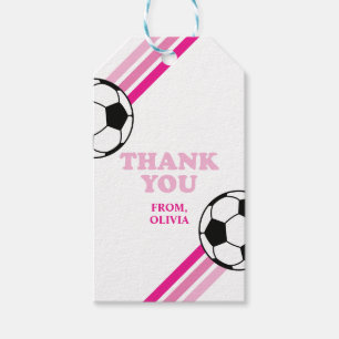 Étiquettes-cadeau Balises de faveur de l'anniversaire rose de footba