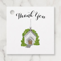 Balises de mariage - église aquarelle