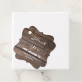 Étiquettes Cadeau Balises de Mariage en bois rustique simple Merci F (En situation)