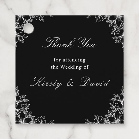 Étiquettes Cadeau Balises de mariage floral blanc (Devant)