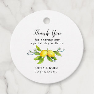 Étiquettes Cadeau Balises de Merci Mariage vintage citron
