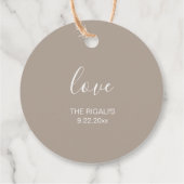 Étiquettes Cadeau Balises de noces beiges Sandy Favor (Dos)