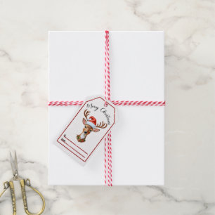 Étiquettes-cadeau Balises de Noël de rennes gaies !