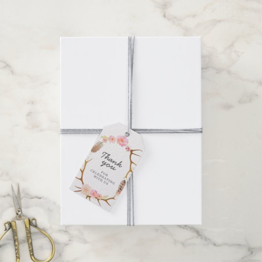 Étiquettes-cadeau Balises de préférence Boho Deer Antler (Avec de la ficelle)