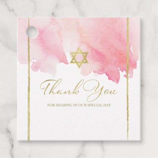 Étiquettes Cadeau Balises de préférence d'aquarelle bat mitzvah | Ro (Devant)