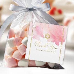 Étiquettes Cadeau Balises de préférence d'aquarelle bat mitzvah   Ro