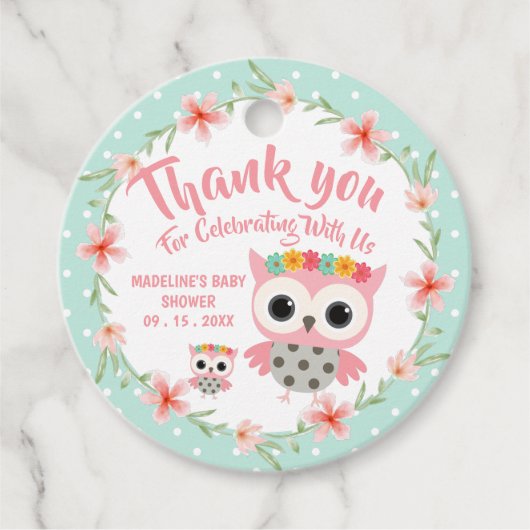 Étiquettes Cadeau Balises de préférence du Baby shower Boho Owl (Devant)