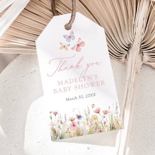 Étiquettes-cadeau Balises de préférence du Baby shower Fleur sauvage