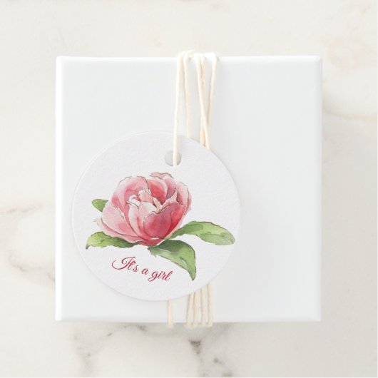 Étiquettes Cadeau Balises de préférence du Rose d'aquarelle rose (En situation)
