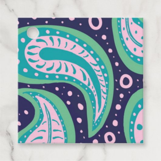 Étiquettes Cadeau Balises de préférence Paisley personnalisables (Devant)