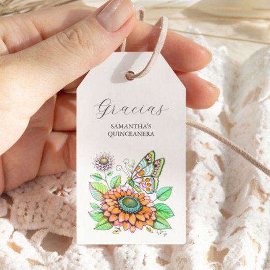 Étiquettes-cadeau Balises de préférence Papillon Gracias