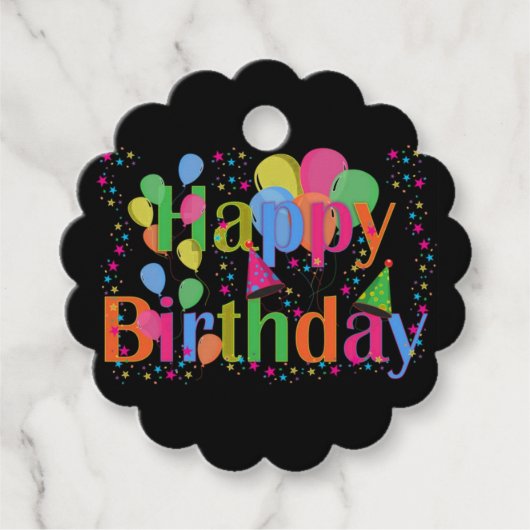 Étiquettes Cadeau Balises de préférence pour l'anniversaire heureux (Devant)