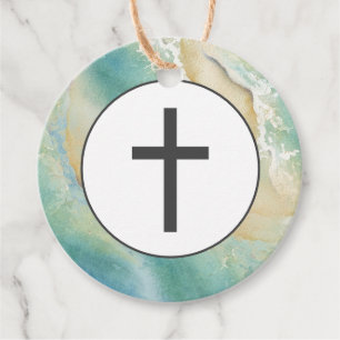 Étiquettes Cadeau Balises de préférence religieuse Simple Beach