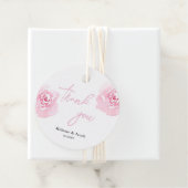 Étiquettes Cadeau Balises de préférence ronde Rose couleur rose (En situation)