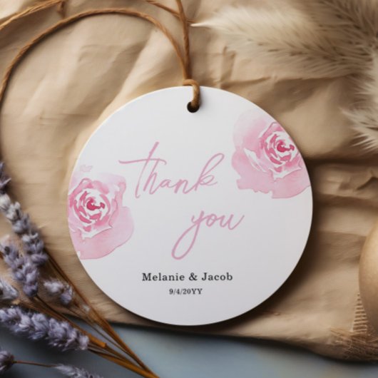 Étiquettes Cadeau Balises de préférence ronde Rose couleur rose