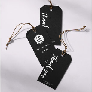 Étiquettes-cadeau Balises de prix noir blanc - Logo d'affaires Bouti