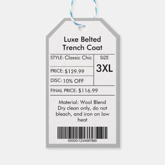 Étiquettes-cadeau Balises de réduction de prix personnalisables de m (Devant)