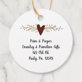 Étiquettes Cadeau Balises de suspension ronde primitive du coeur (Devant)