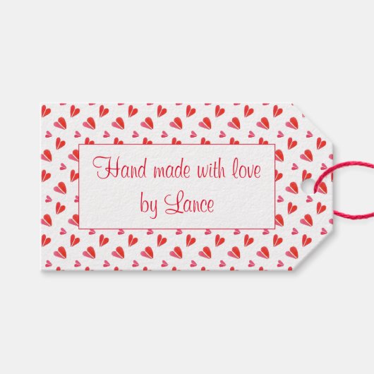 Étiquettes-cadeau Balises du rectangle "Hand Made" de MINI HEARTS (Devant (Horizontal))