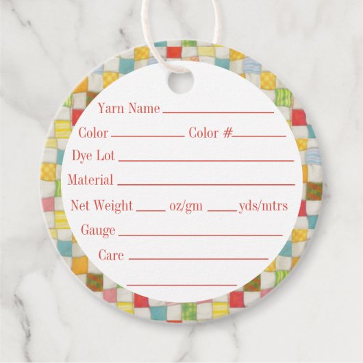 Étiquettes Cadeau Balises en fils ronds de 2" CRAZY QUILT (Devant)