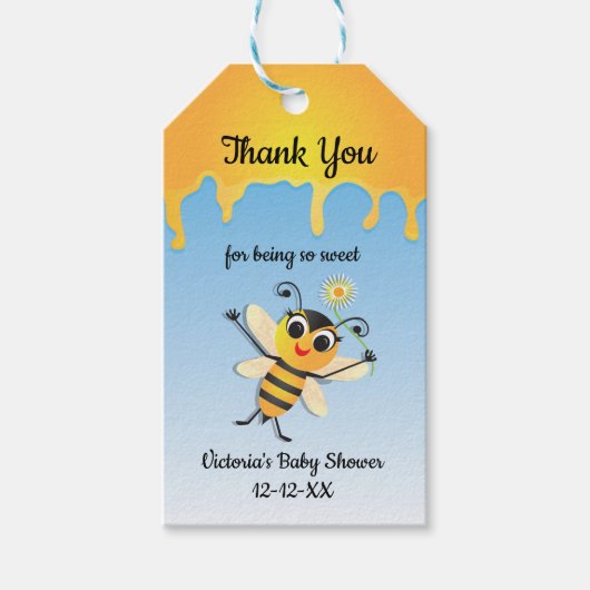 Étiquettes-cadeau Balises Faveur Baby shower abeille (Devant)